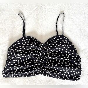 🥂 H&M Black Polka Dot Crop Top, Size XL